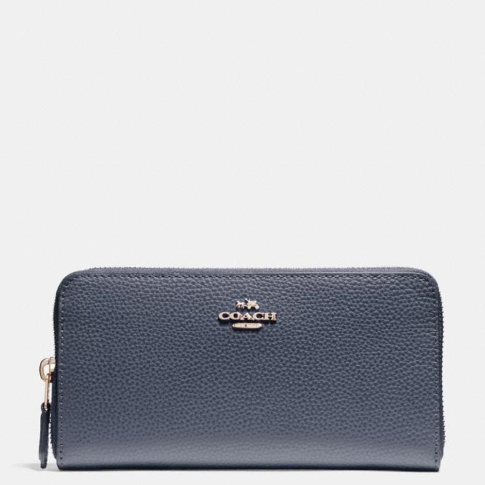 Coach Leather Accordion Zip Wallet Midnight NWT